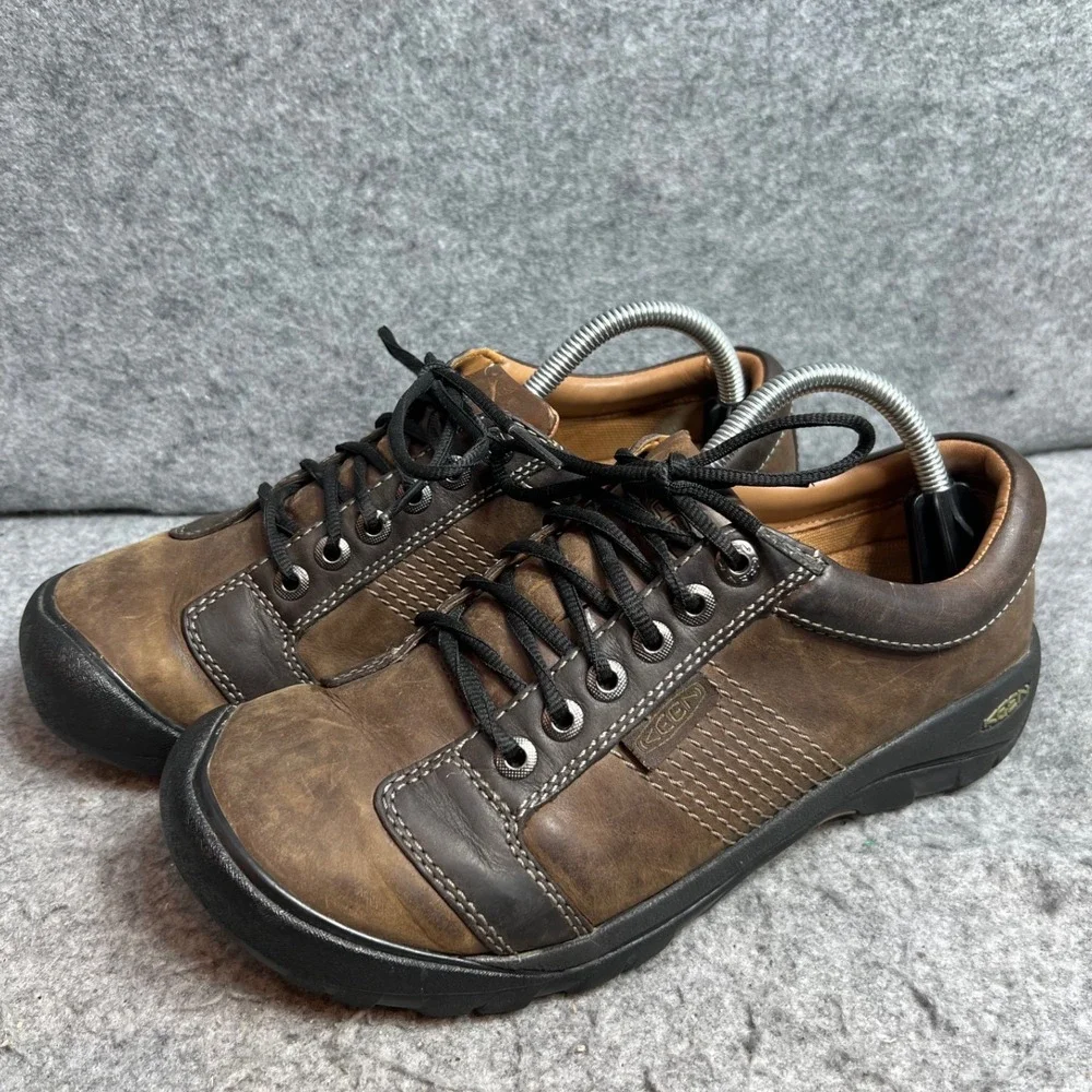 Keen Austin Mens Brown Leather Lace Up Oxford Shoes Hiking Gorpcore Size 8.5
